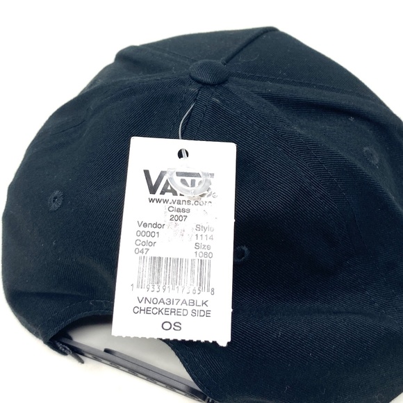 VANS Men’s Checkered Side Snapback Hat Cotton Black VN0A3I7AbLK - Picture 6 of 6